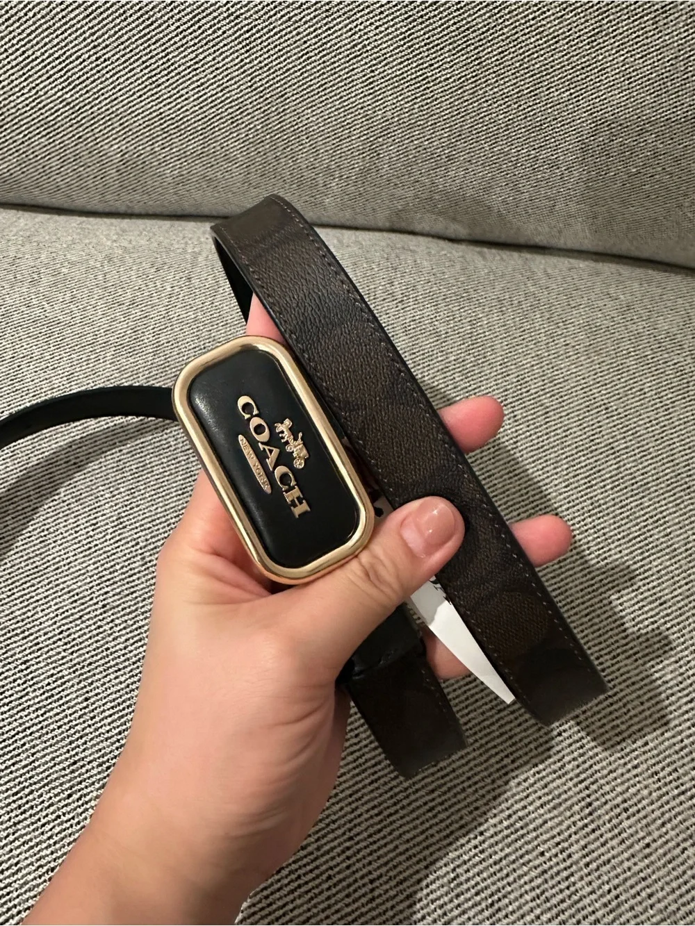 NWT COACH 25MM Black Leather Belt with Gold Plated Logo Buckle - CR436